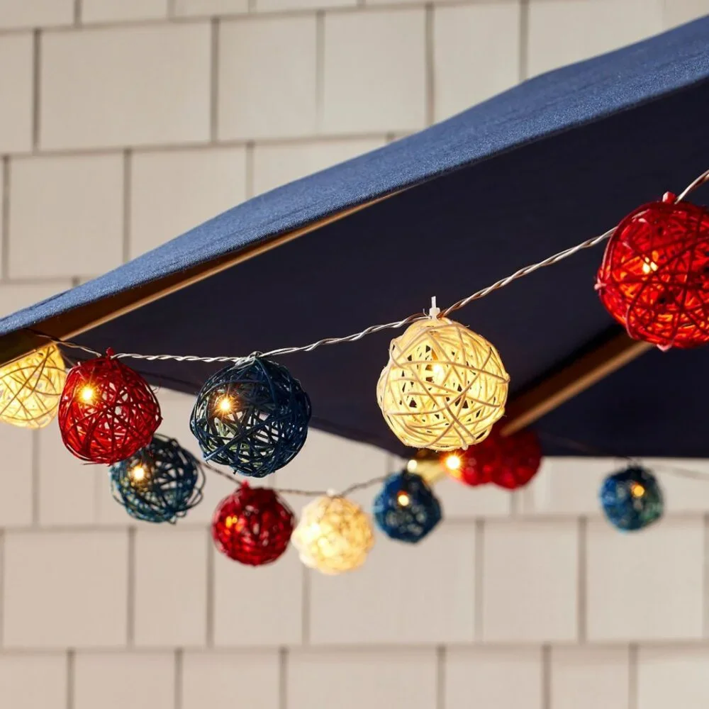 Pottery Barn Americana Rattan String Lights